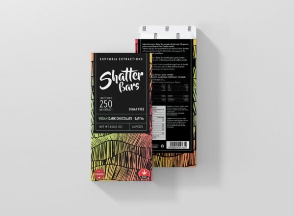 Euphoria Extractions - Shatter Bars - Sativa - Vegan Dark Chocolate - 250MG